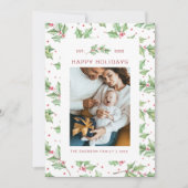 kerstkaart met Waterverf Holly Berries (Voorkant)