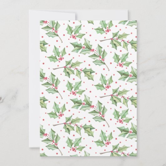 kerstkaart met Waterverf Holly Berries (Achterkant)