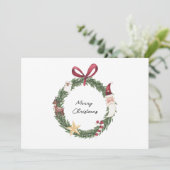 Kerstkaart met waterverf krans kaart (Staand voorkant)