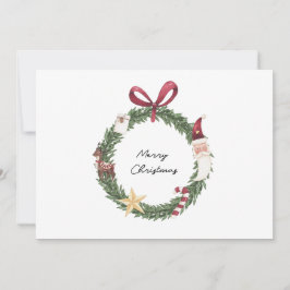 Kerstkaart met waterverf krans kaart