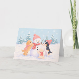 Kerstkaart met waterverf stijl sneeuwpuppy's kaart