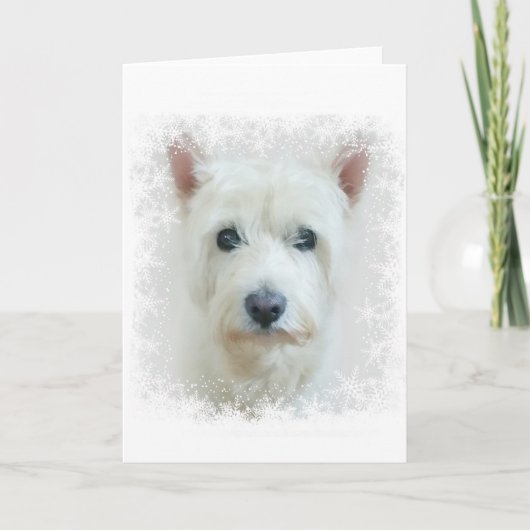 Kerstkaart met Westie Feestdagen Kaart (Voorkant)