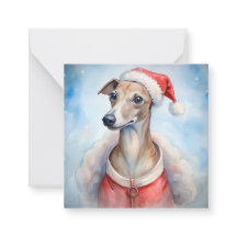 Kerstkaart met Whippet - Feestelijke Feestdagen