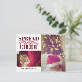 Kerstkaart met wijnrode kerstfoto feestdagenkaart (Staand voorkant)