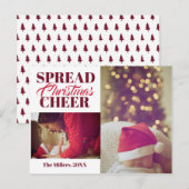 Kerstkaart met wijnrode kerstfoto feestdagenkaart (Voorkant / Achterkant)