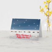 Kerstkaart met wilde paarden vrolijk kerstgroet kaart (Gele Bloem)