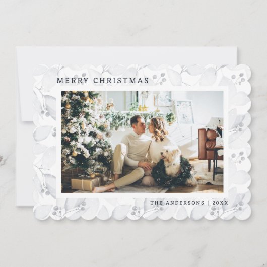 Kerstkaart met Winterloof Foto in het Blauw (Voorkant)