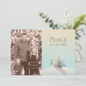 Kerstkaart met wintertafereel en foto (Staand voorkant)