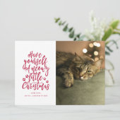 Kerstkaart met witte feestdagen en poesjes (Staand voorkant)