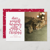 Kerstkaart met witte kerst en poesjes foto kaart (Voorkant / Achterkant)