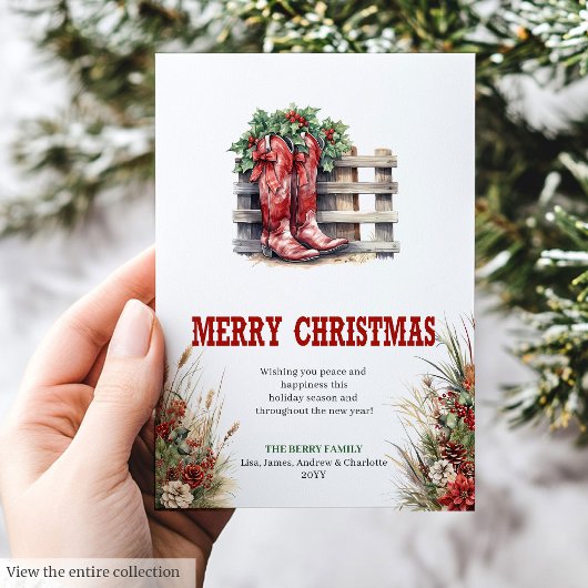 Kerstkaart met Yuletide Yeehaw cowboy thema