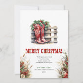 Kerstkaart met Yuletide Yeehaw cowboy thema (Voorkant)