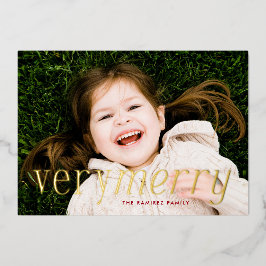 Kerstkaart met zeer vrolijke folie folie feestdagenkaart