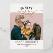 Kerstkaart met zeer vrolijke folie folie feestdagenkaart (Voorkant)