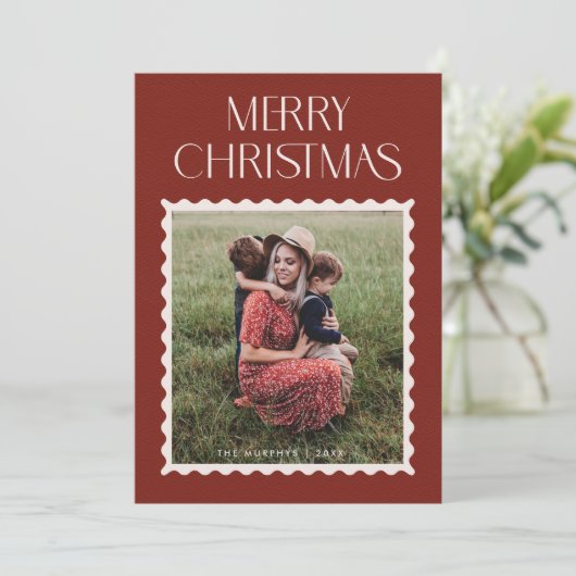 Kerstkaart met zegelafbeelding (Staand voorkant)