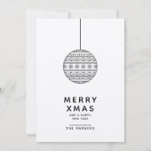 Kerstkaart met zwart & witte Kerstbal Kaart (Voorkant)
