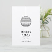 Kerstkaart met zwart & witte Kerstbal Kaart (Staand voorkant)