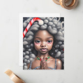 kerstkaart met zwarte kleine meid notitiekaartje (Voorkant / Achterkant in situ)