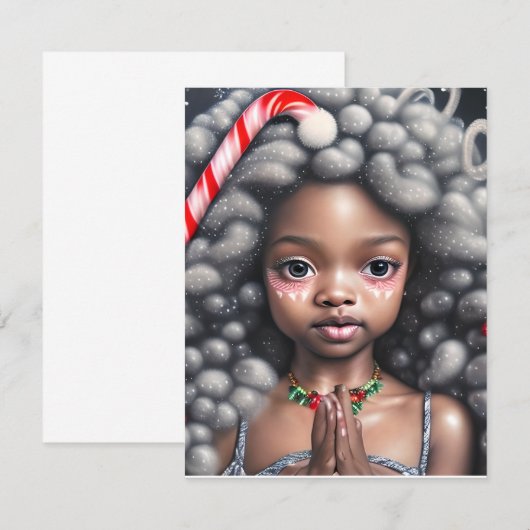 kerstkaart met zwarte kleine meid notitiekaartje (Voorkant / Achterkant)