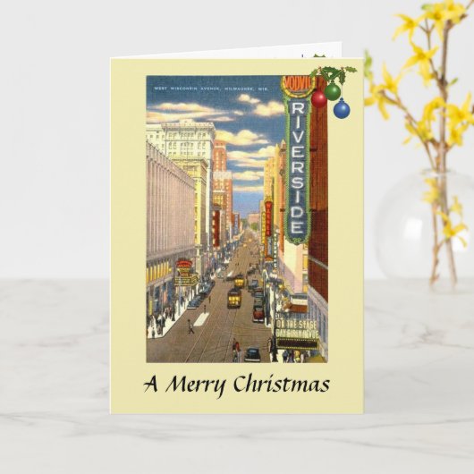 Kerstkaart - Milwaukee, Wisconsin, VS Kaart (Gele Bloem)