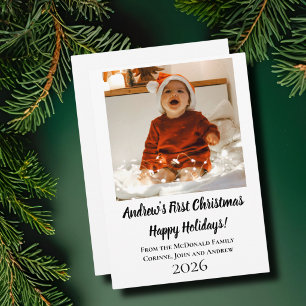 Kerstkaart minimale baby's eerste kerstmis