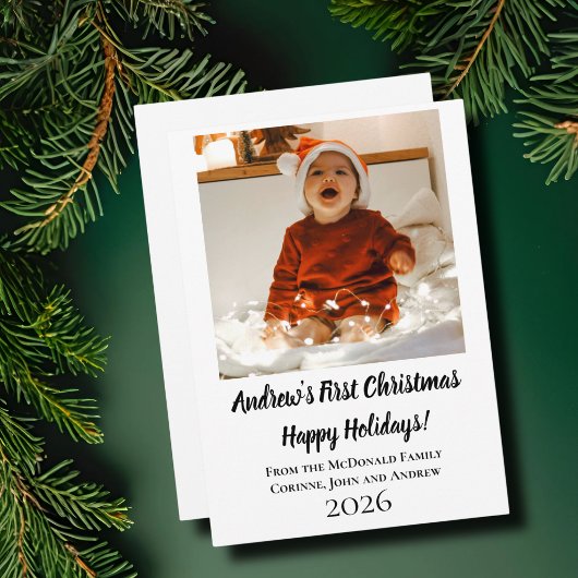 Kerstkaart minimale baby's eerste kerstmis