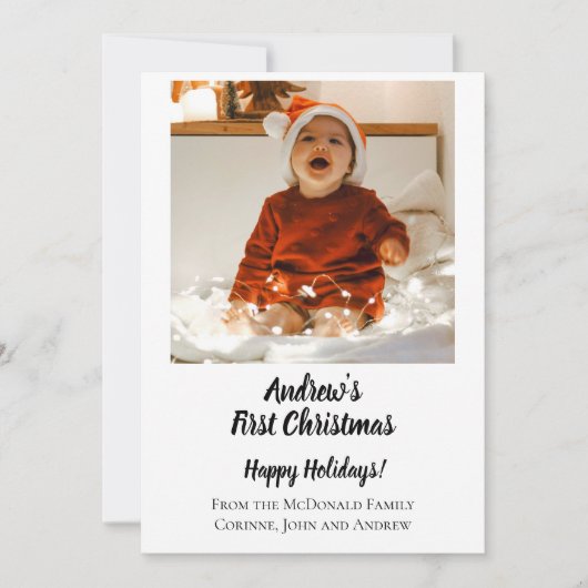 Kerstkaart minimale baby's eerste kerstmis kaart (Voorkant)