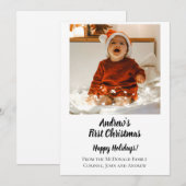 Kerstkaart minimale baby's eerste kerstmis kaart (Voorkant / Achterkant)