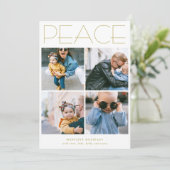 Kerstkaart Minimalistische collage met vier foto's (Staand voorkant)