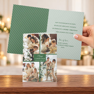 Kerstkaart Multiple Foto Prettig Kerstfeest Groen Feestdagen Kaart