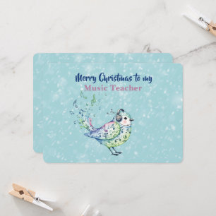 Kerstkaart Muziekleraar Zingende Vogel Kaart
