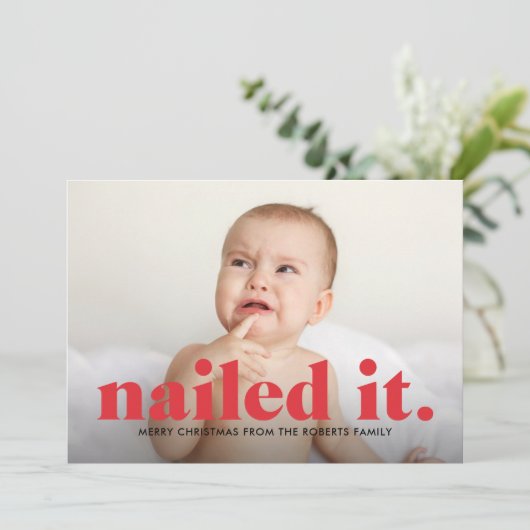 Kerstkaart 'Nailed It' (Staand voorkant)