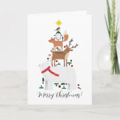 Kerstkaart Nieuwjaar Dier leuke illustratie Kaart (Voorkant)