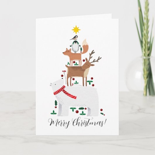 Kerstkaart Nieuwjaar Dier leuke illustratie Kaart (Voorkant)