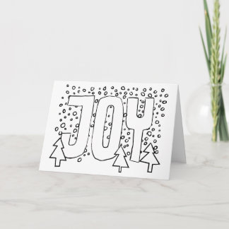 Kerstkaart om in te kleuren, Besneeuwde dennenboom Kaart