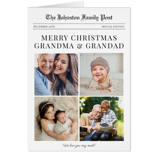 Kerstkaart Oma en Opa Krant (Voorkant)