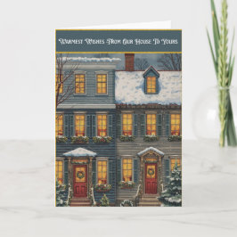 Kerstkaart 'Ons huis naar het jouwe' opgevouwen Feestdagen Kaart