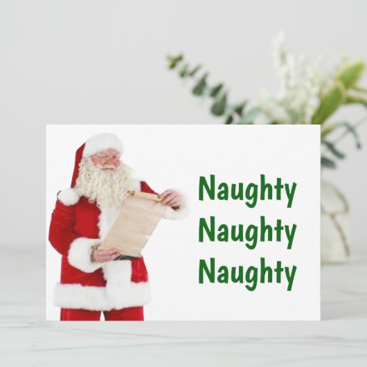 Kerstkaart op de Naughty List Bedankkaart (Staand voorkant)