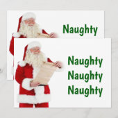 Kerstkaart op de Naughty List Bedankkaart (Voorkant / Achterkant)