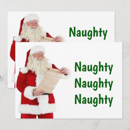 Kerstkaart op de Naughty List Bedankkaart (Voorkant / Achterkant)