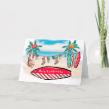 Kerstkaart op Hawaiiaans Surf bord