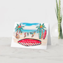 Kerstkaart op Hawaiiaans Surf bord Bedankkaart