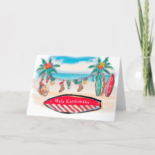 Kerstkaart op Hawaiiaans Surf bord Bedankkaart