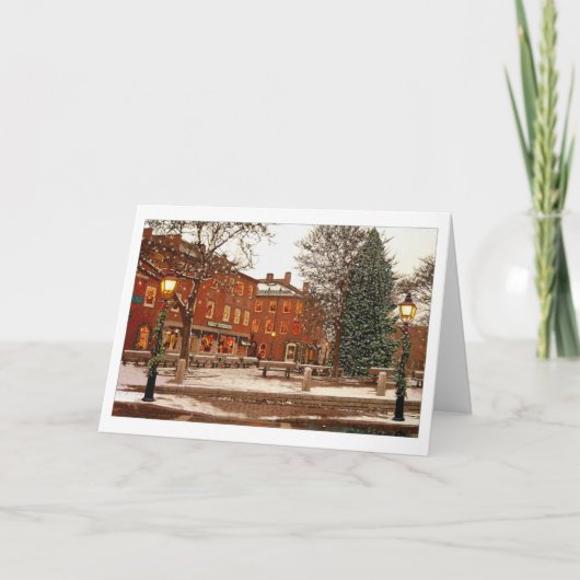 Kerstkaart op het marktplein feestdagen kaart (Voorkant)