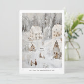 Kerstkaart Oude Dorpje Winter Kerstmis (Staand voorkant)