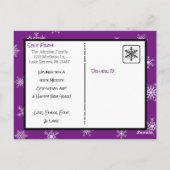 kerstkaart Paarse Snowflakes Briefkaart (Achterkant)