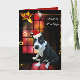 Kerstkaart Pitbull Puppy Hond Feestdagen Kaart