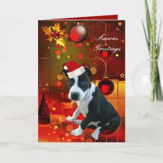 Kerstkaart Pitbull Puppy Hond Feestdagen Kaart