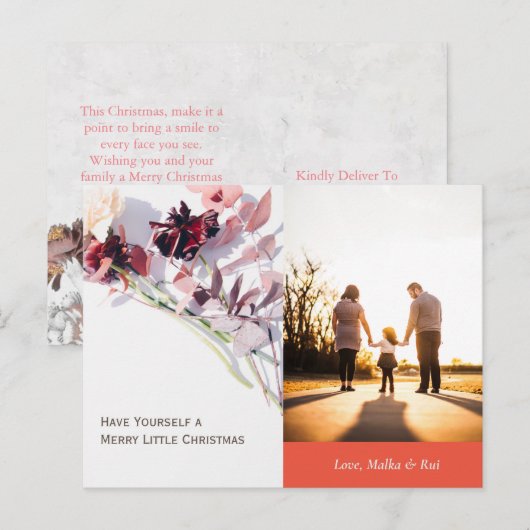 kerstkaart - prachtig Roos en gezin Feestdagenkaart (Voorkant / Achterkant)