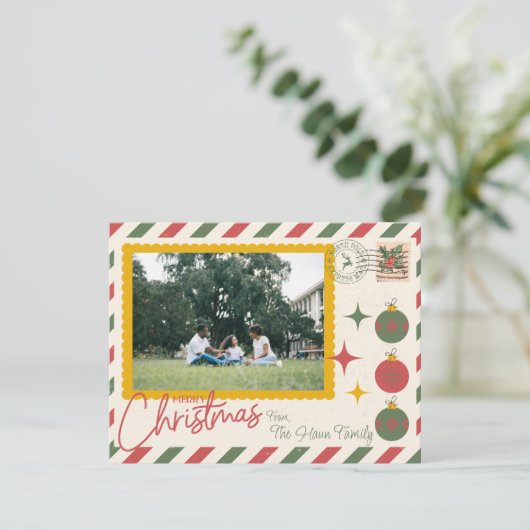 Kerstkaart "Prettig Kerstfeest" 1 foto (Staand voorkant)